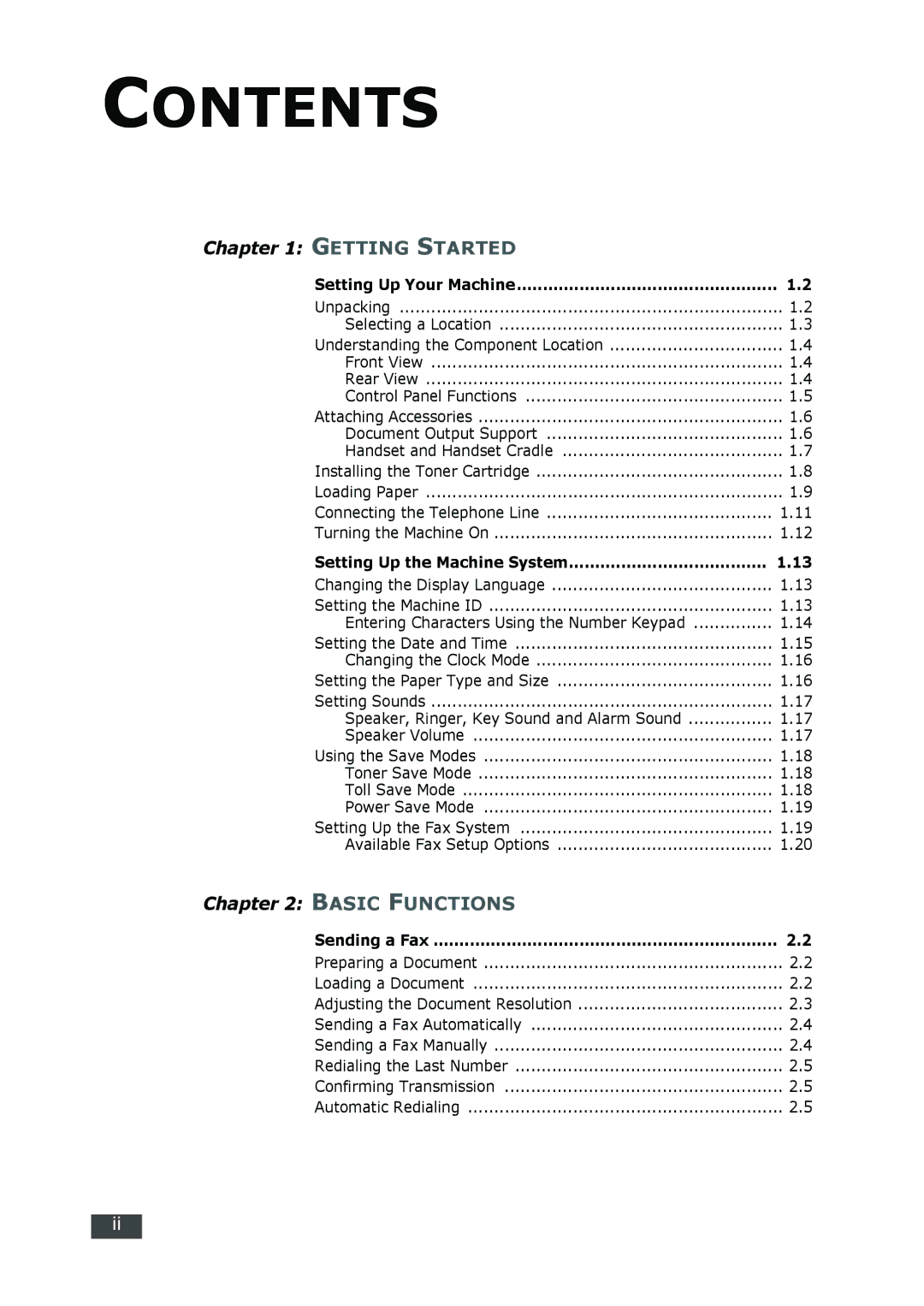 Muratec F-112 user manual Contents 