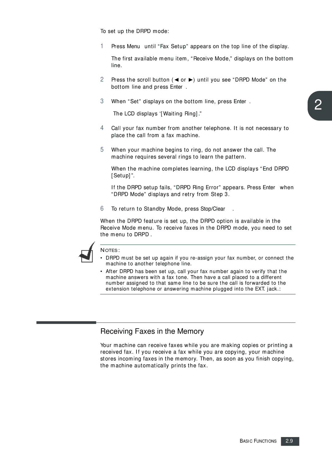 Muratec F-112 user manual Receiving Faxes in the Memory 