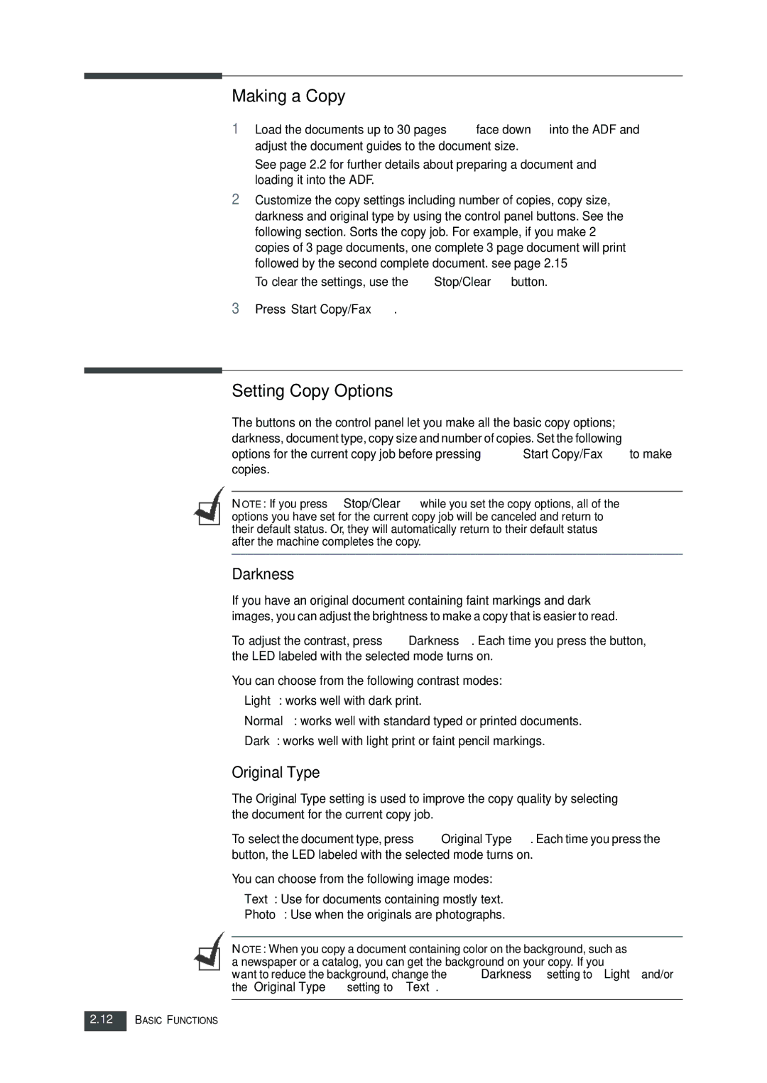 Muratec F-112 user manual Making a Copy, Setting Copy Options 