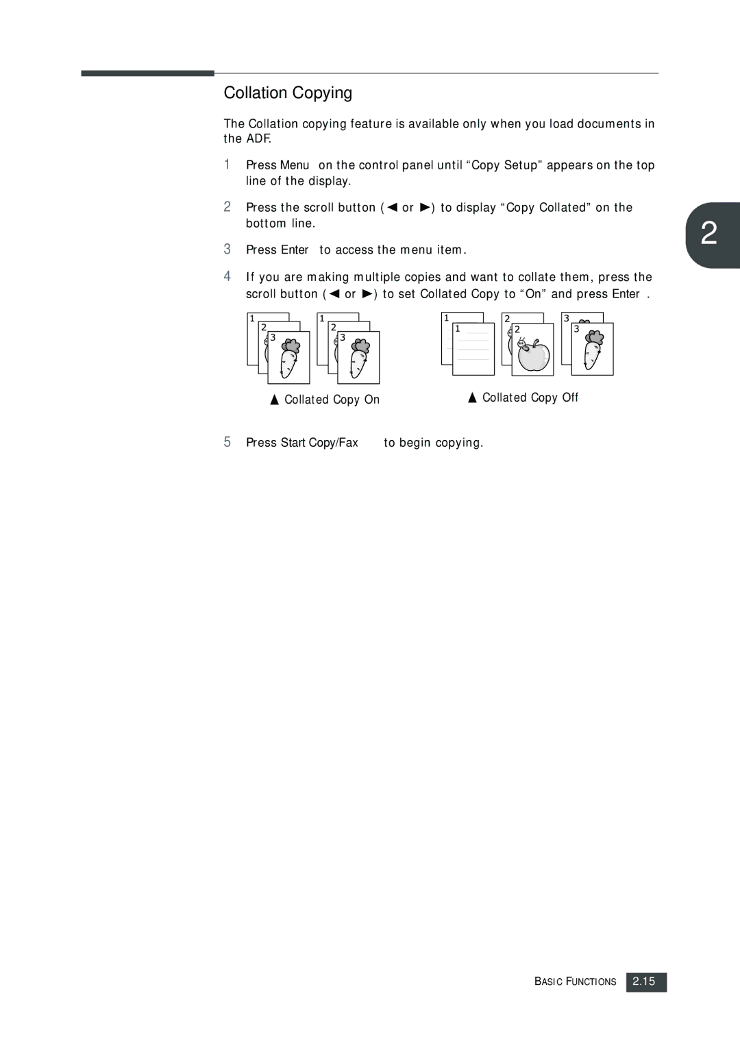 Muratec F-112 user manual Collation Copying, Press Start Copy/Fax to begin copying 