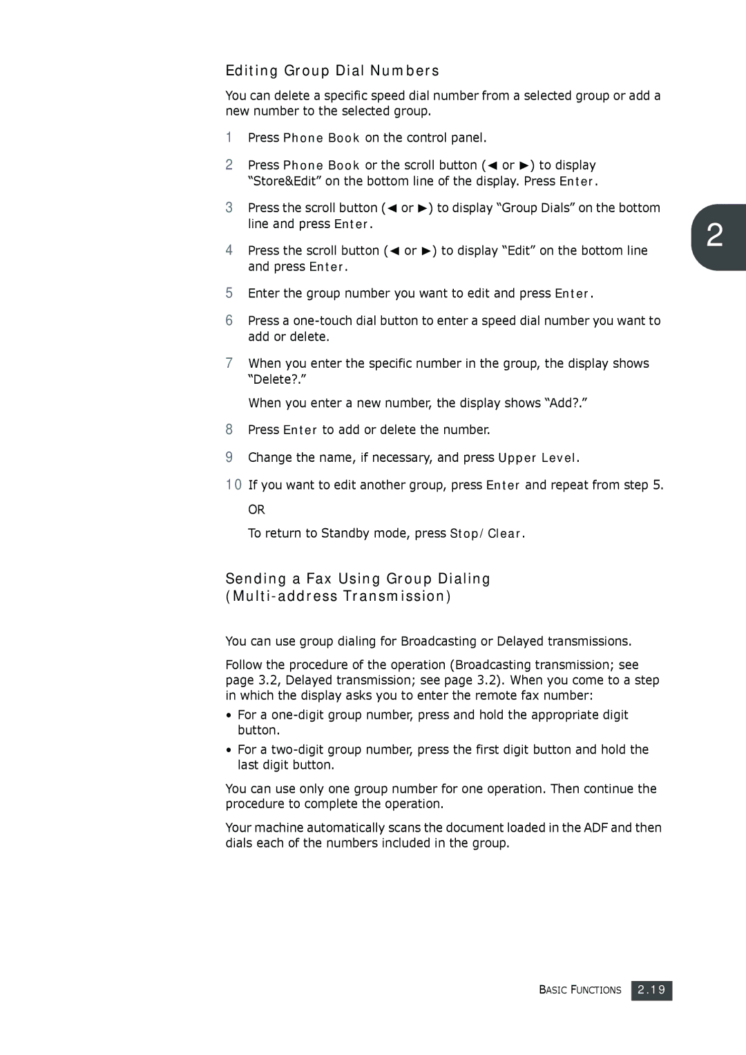 Muratec F-112 user manual Editing Group Dial Numbers 