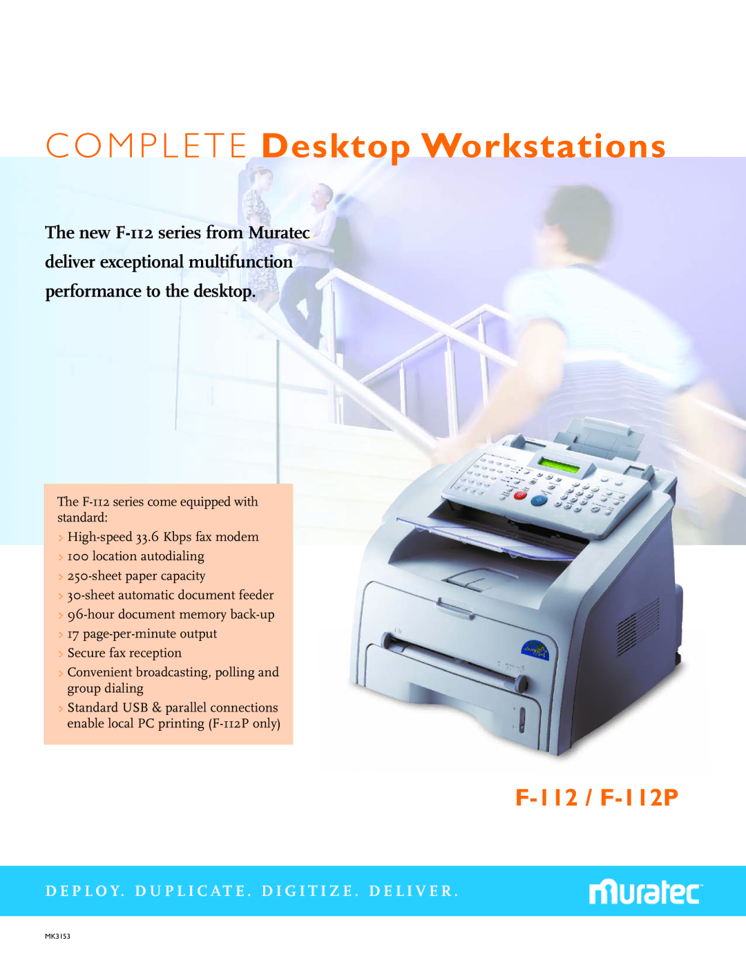 Muratec F-112P manual M P L E T E Desktop Workstations 