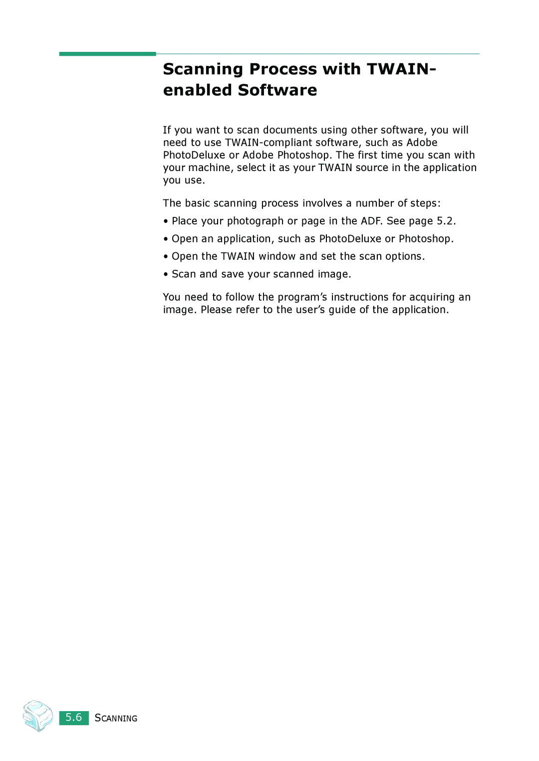 Muratec F-114 Series manual Scanning Process with TWAIN- enabled Software 