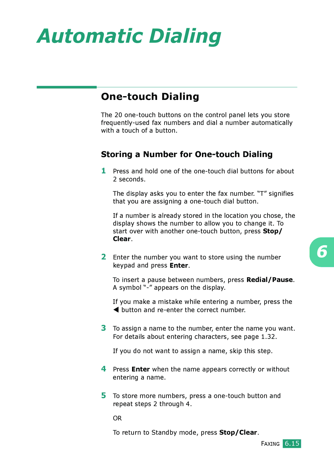 Muratec F-114 Series manual Storing a Number for One-touch Dialing, Clear 