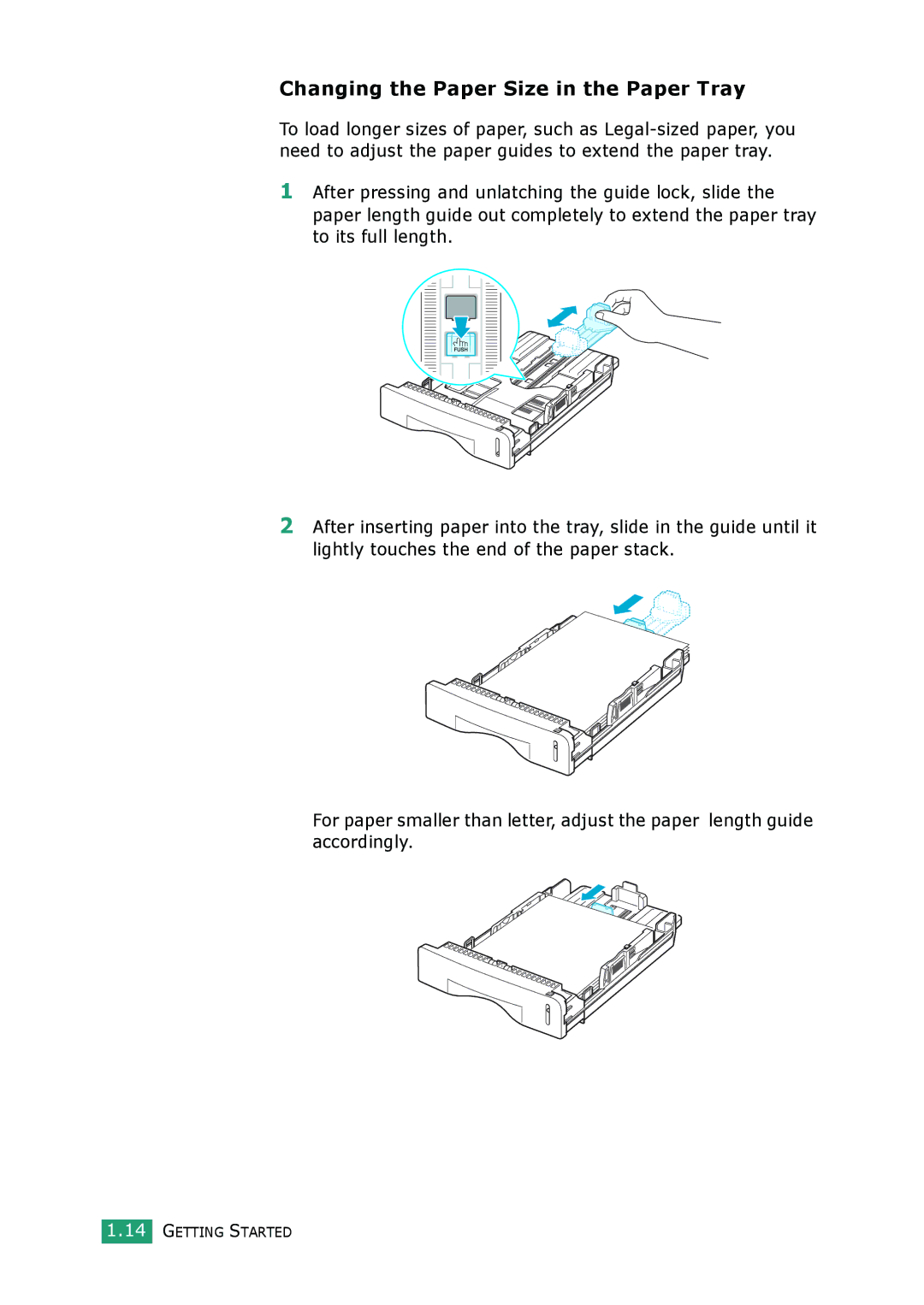 Muratec F-114 Series manual Changing the Paper Size in the Paper Tray 