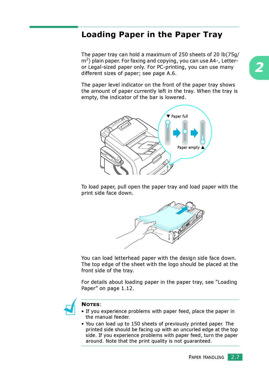 Muratec F-114 Series manual Loading Paper in the Paper Tray 