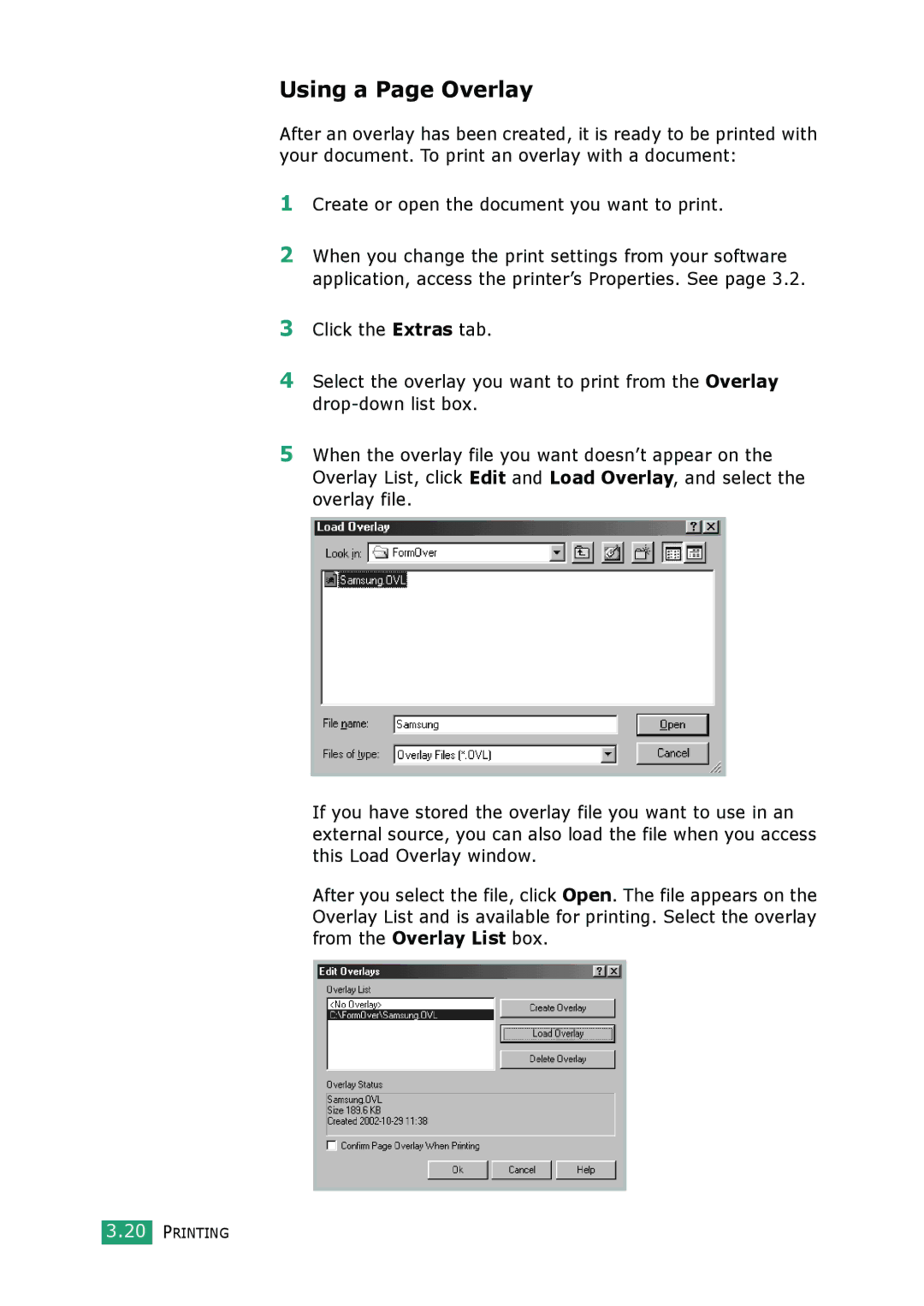 Muratec F-114 Series manual Using a Page Overlay 