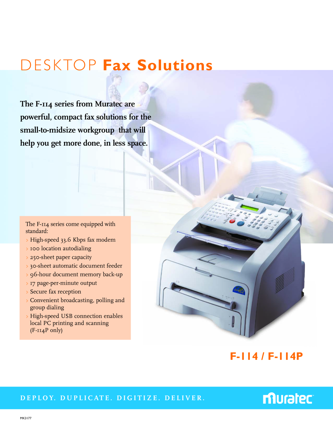 Muratec manual D E S K TO P Fax Solutions, F-114 / F-114P 