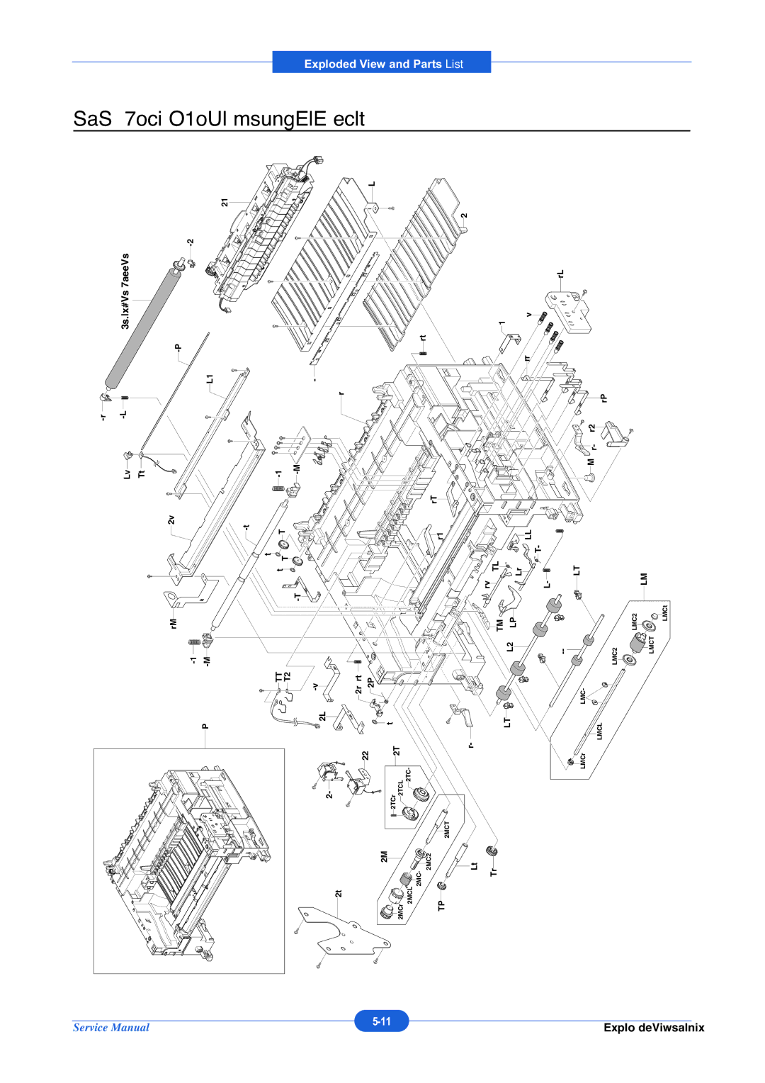 Muratec F-114P service manual Main Frame Exploded View, Service 