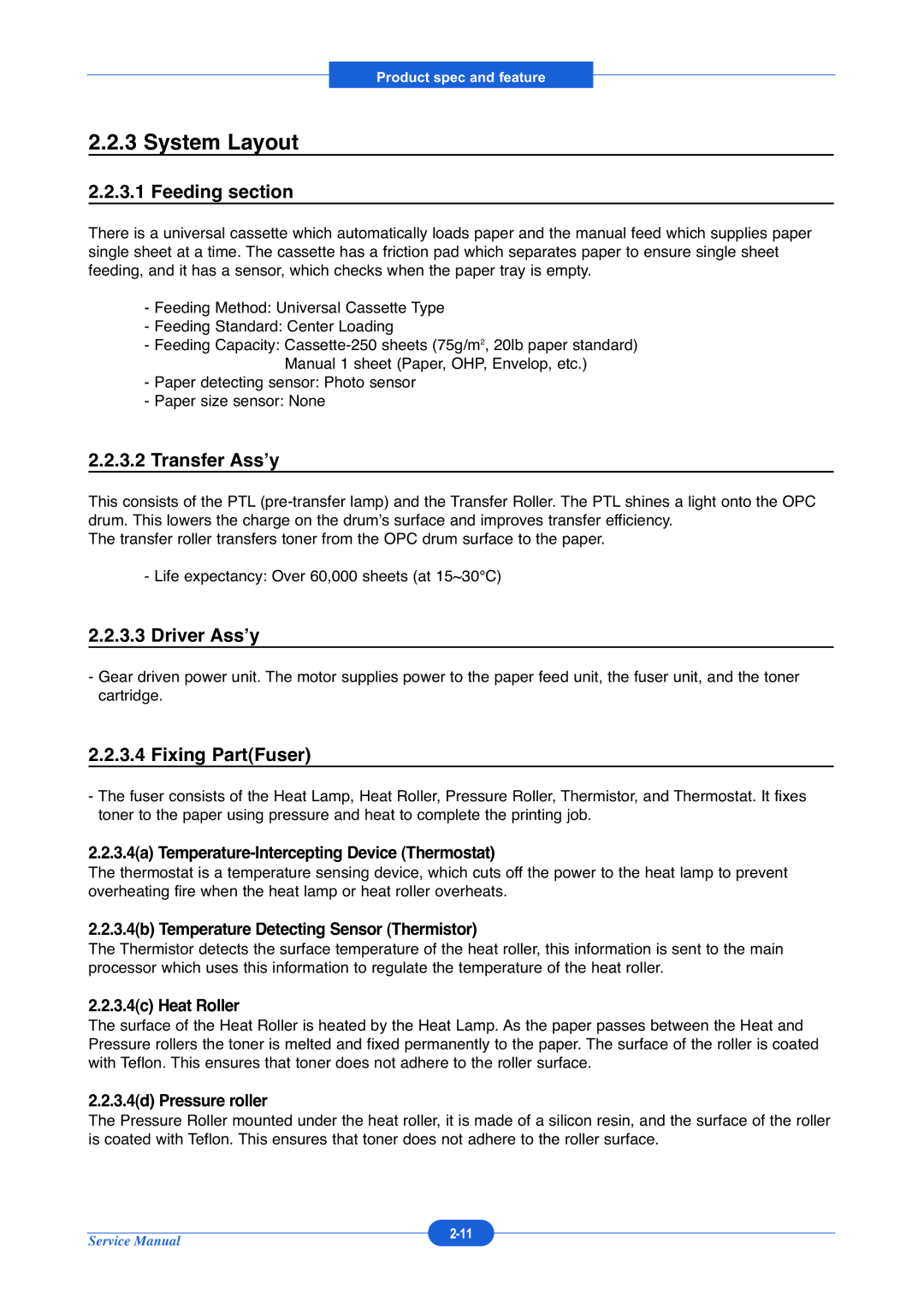 Muratec F-114P service manual System Layout, Feeding section, Transfer Ass’y, Driver Ass’y, Fixing PartFuser 