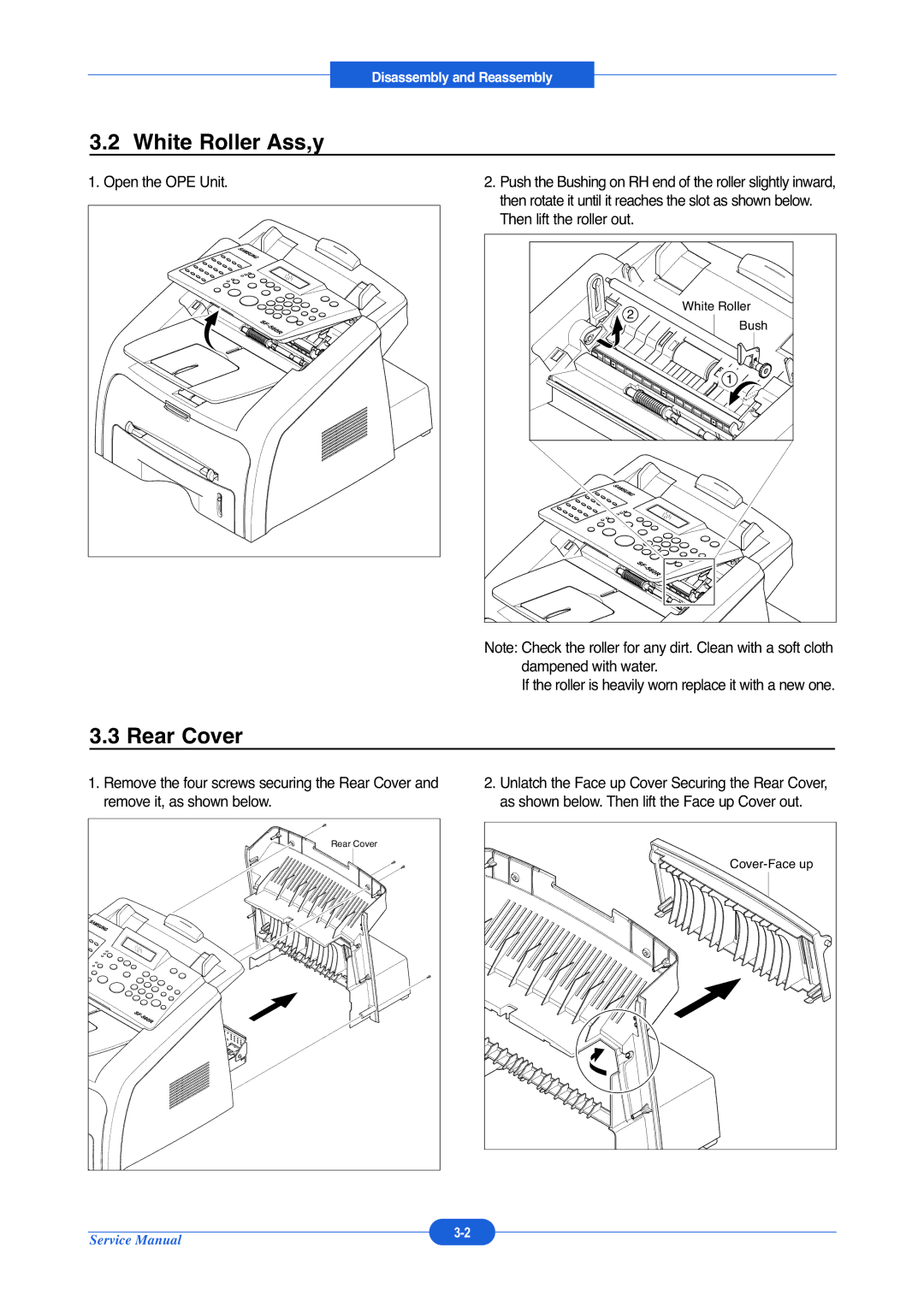 Muratec F-114P service manual White Roller Ass,y, Rear Cover 