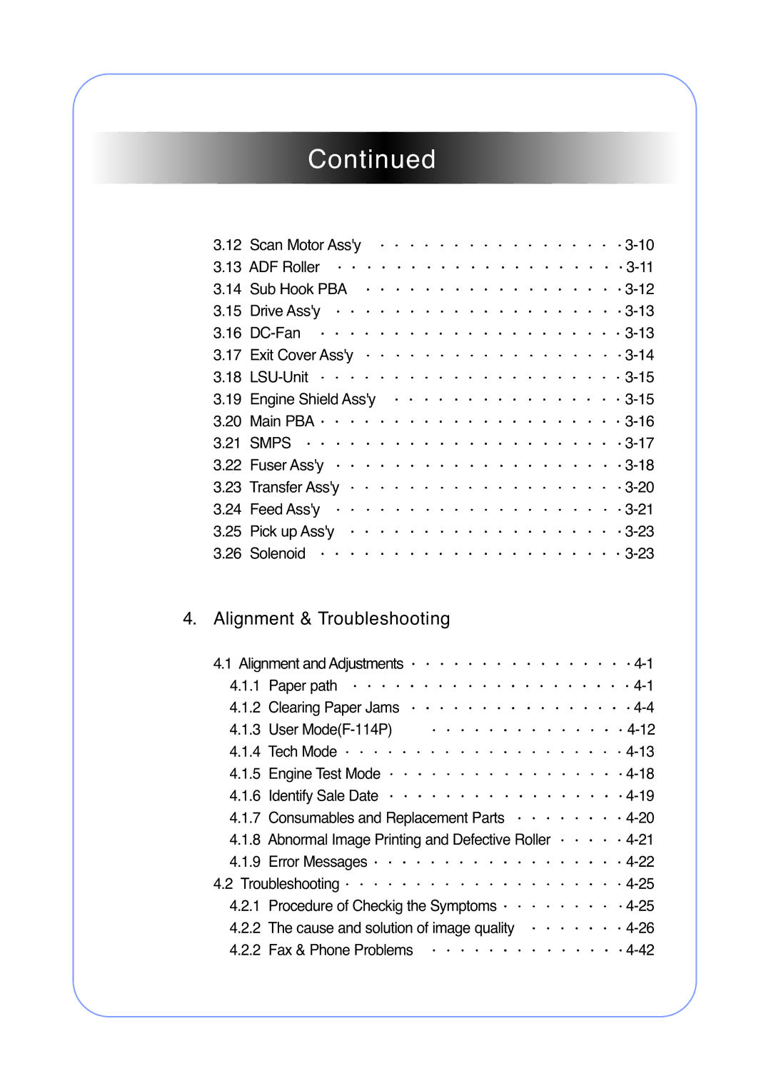 Muratec F-114P service manual Alignment & Troubleshooting 