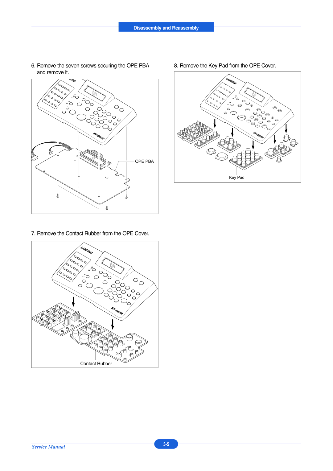 Muratec F-114P service manual Remove the seven screws securing the OPE PBA and remove it 