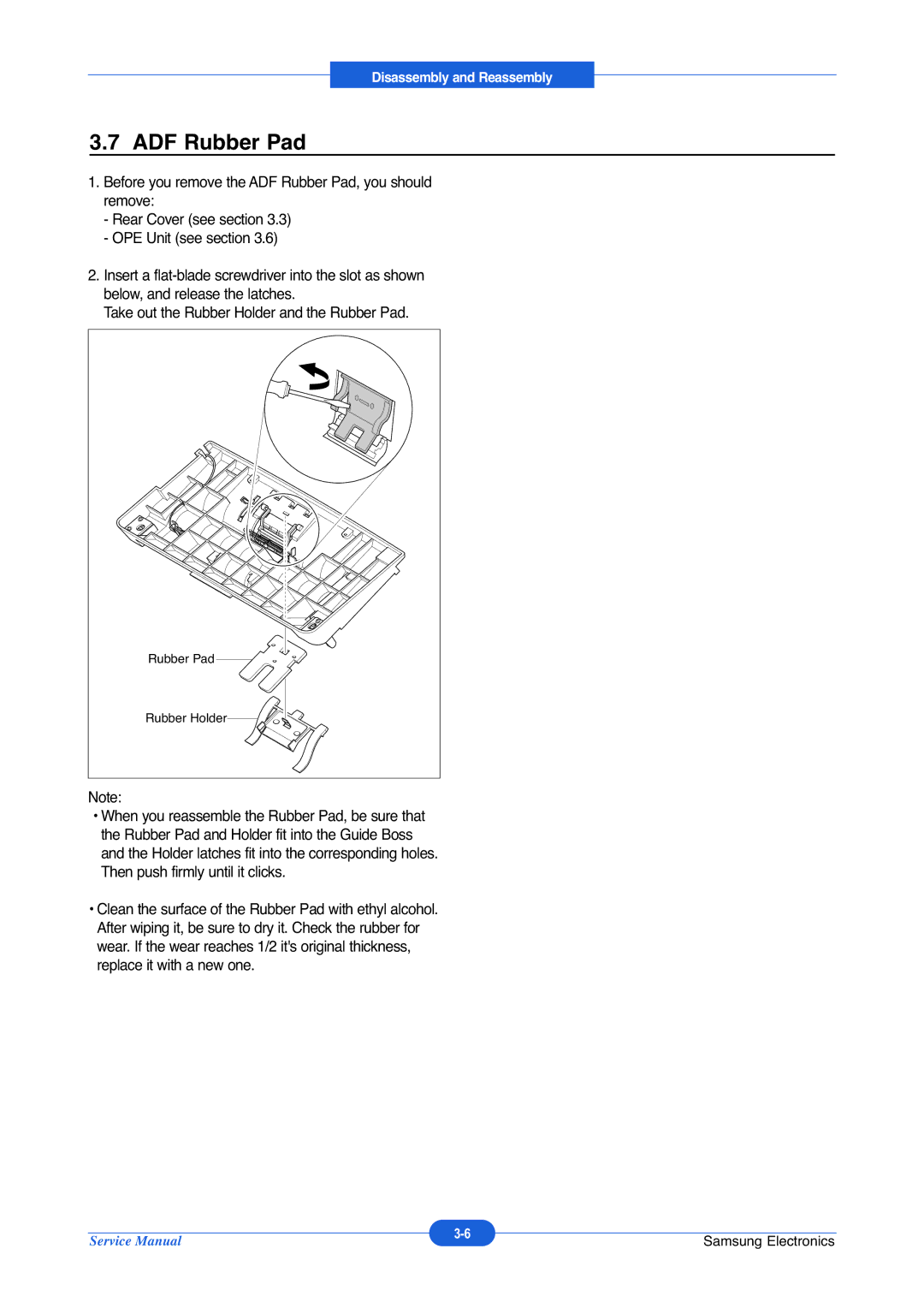 Muratec F-114P service manual ADF Rubber Pad 