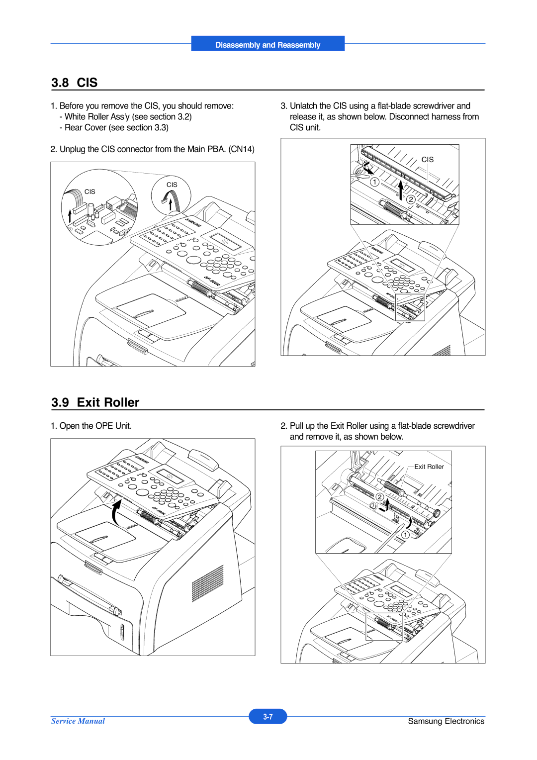 Muratec F-114P service manual Cis, Exit Roller 