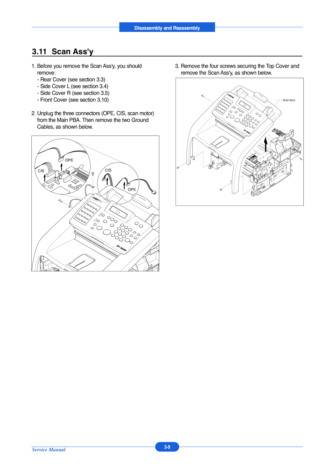 Muratec F-114P service manual Scan Assy 