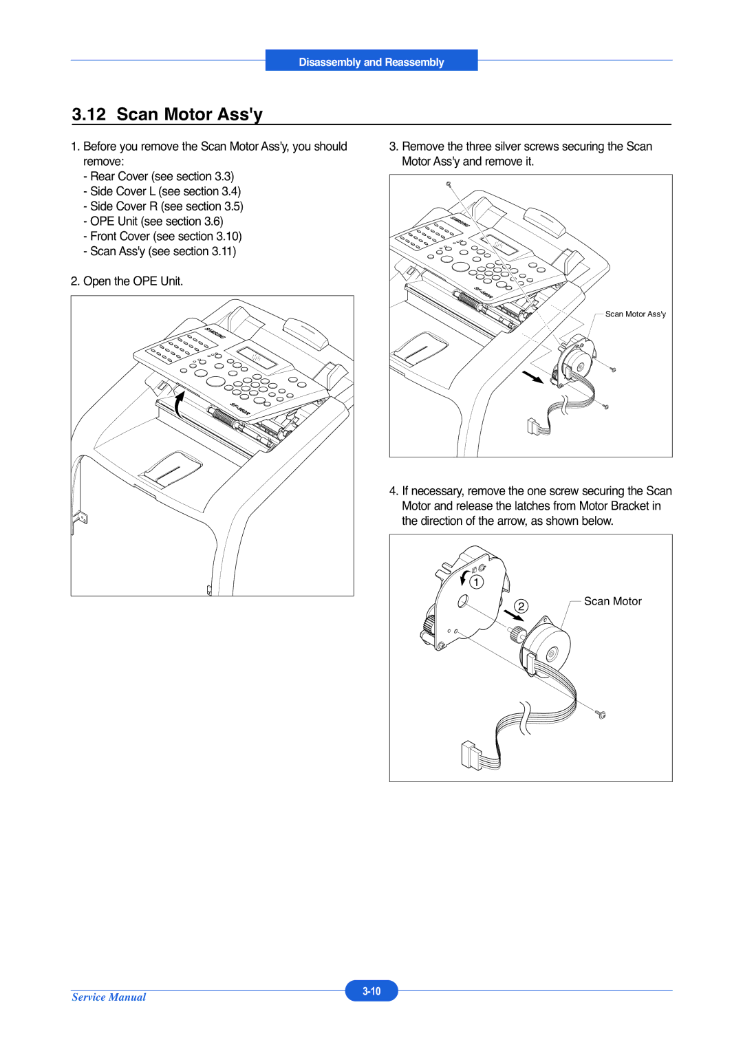 Muratec F-114P service manual Scan Motor Assy 