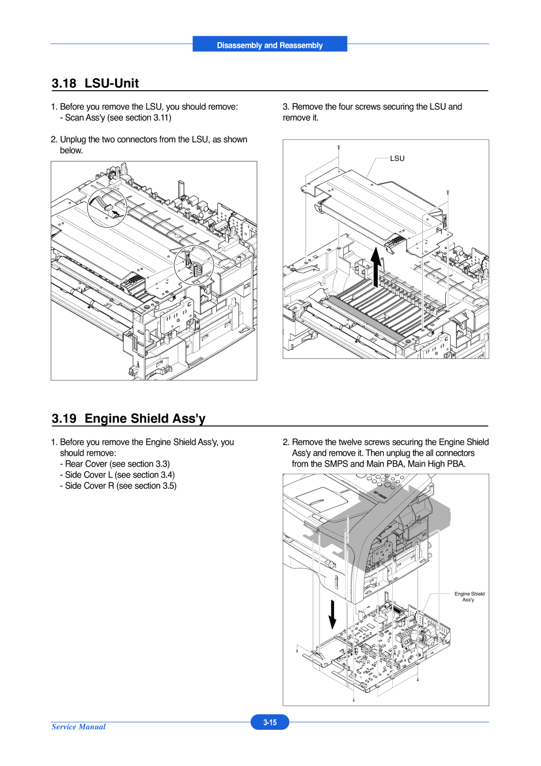 Muratec F-114P service manual LSU-Unit, Engine Shield Assy 