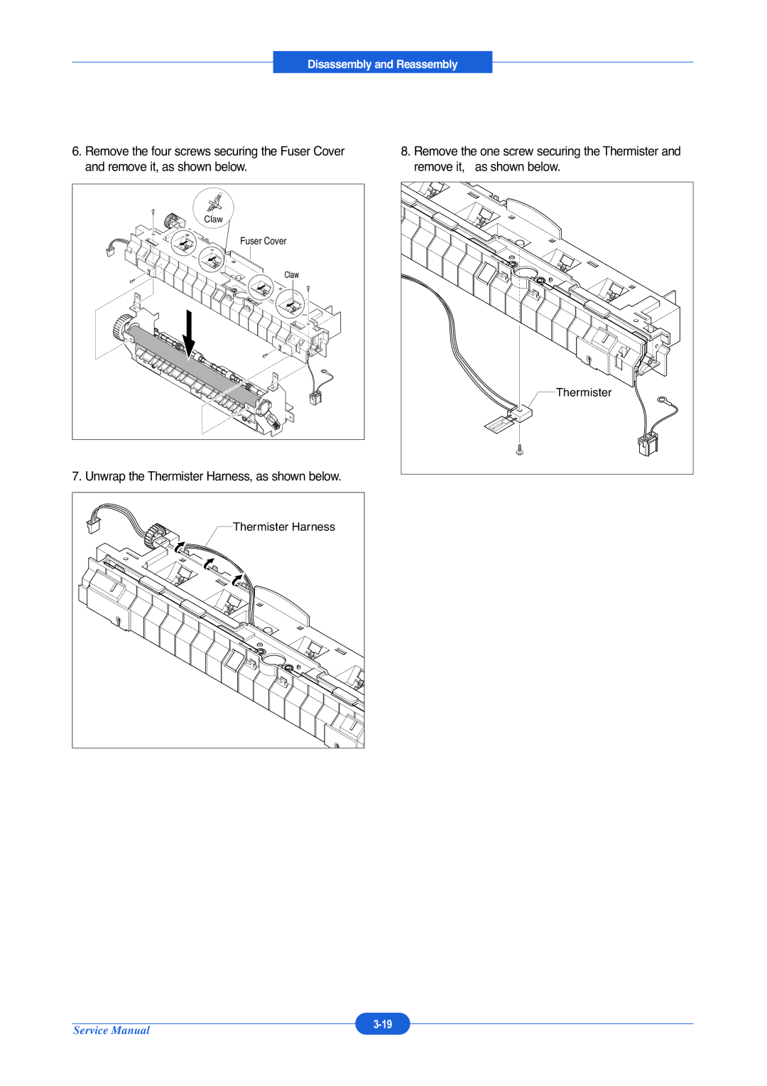 Muratec F-114P service manual Unwrap the Thermister Harness, as shown below 