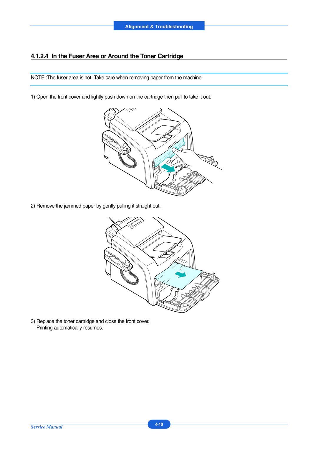 Muratec F-114P service manual Fuser Area or Around the Toner Cartridge 