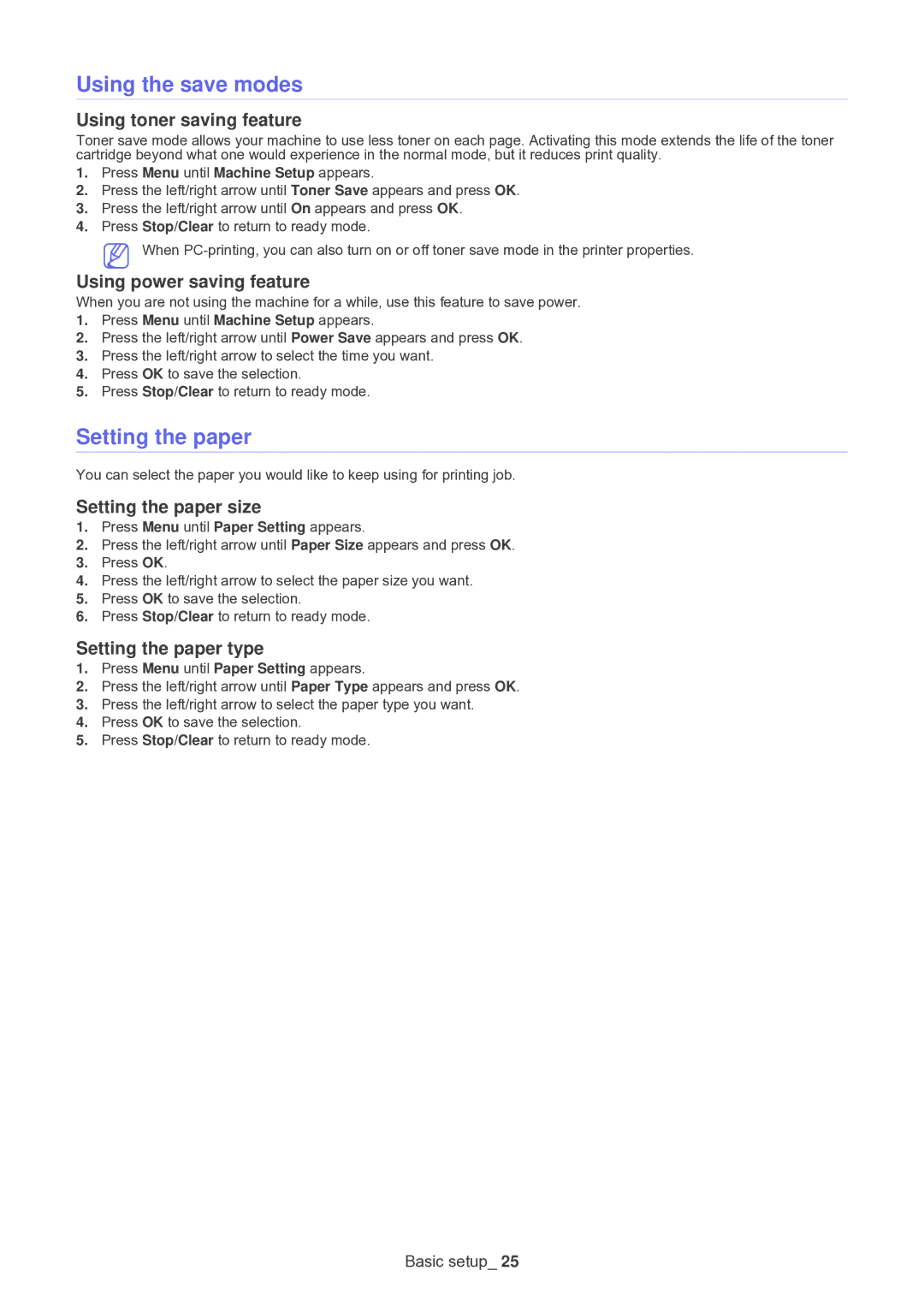 Muratec F-116 manual Using the save modes, Setting the paper 