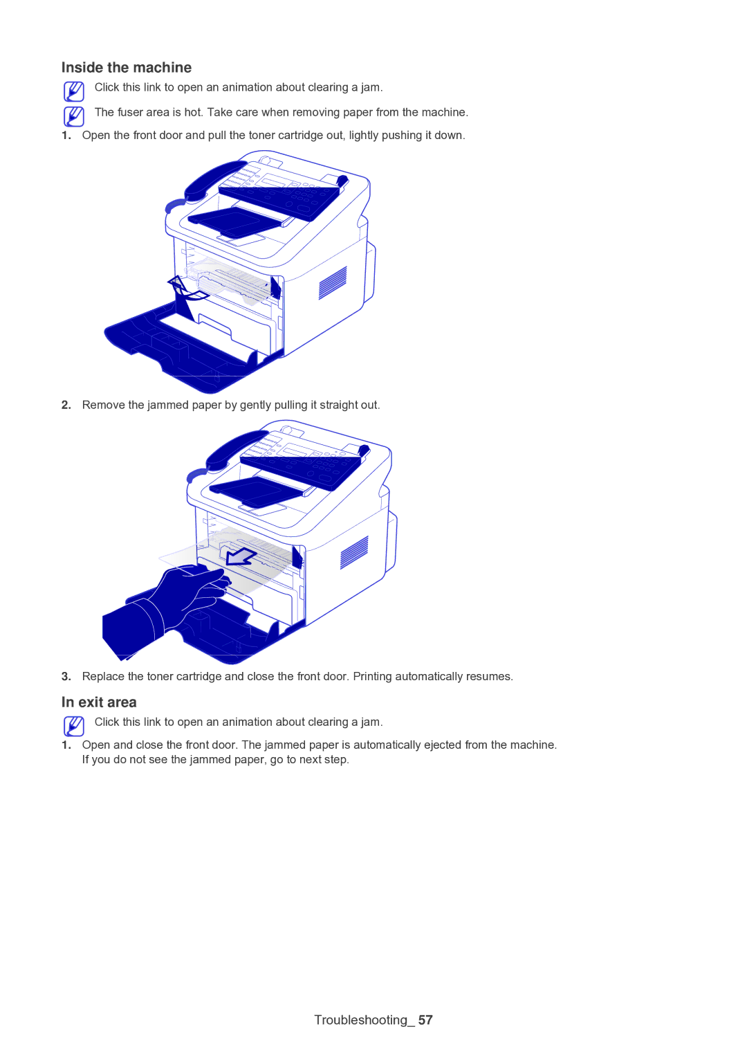 Muratec F-116 manual Inside the machine, Exit area 