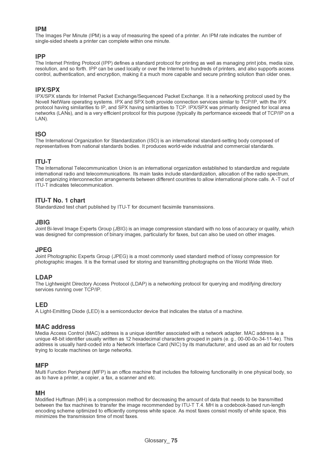 Muratec F-116 manual ITU-T No chart, MAC address 