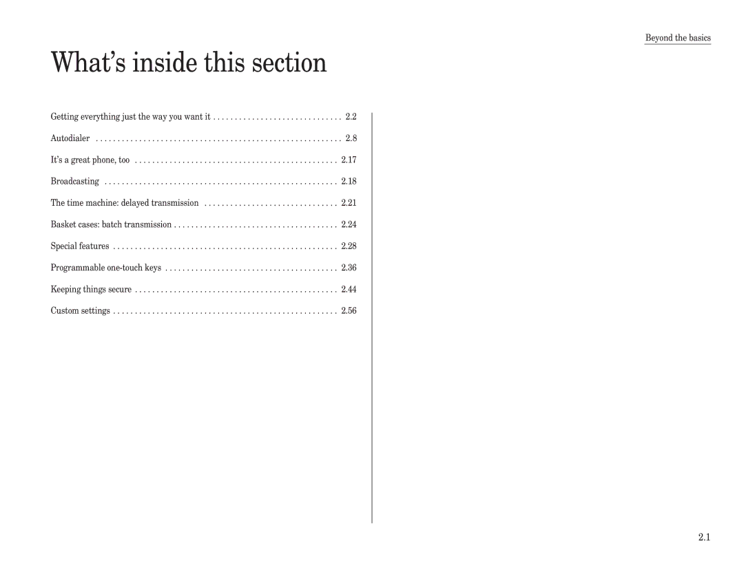 Muratec F-150, F-100, F-120 manual What’s inside this section 