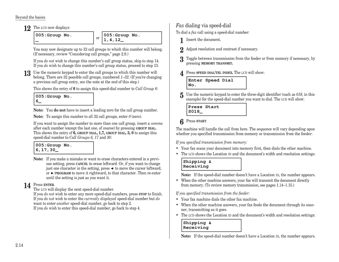 Muratec F-100, F-150, F-120 manual Fax dialing via speed-dial 