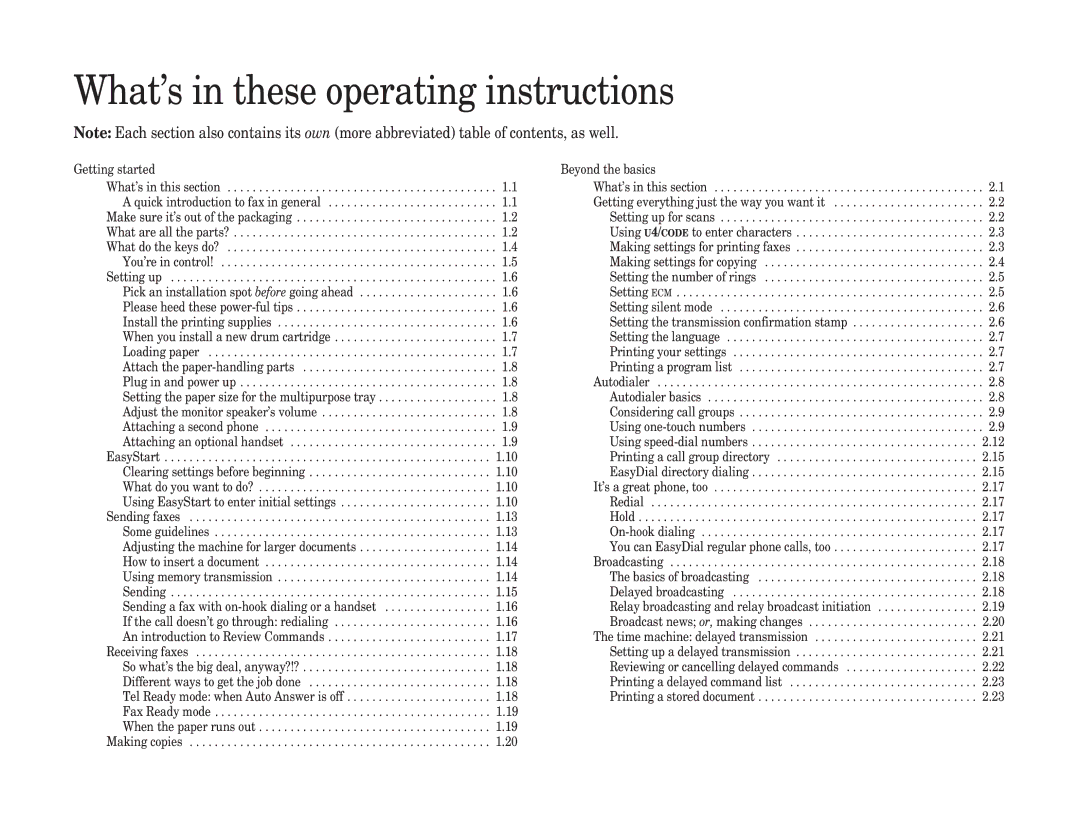 Muratec F-150, F-100, F-120 manual What’s in these operating instructions 