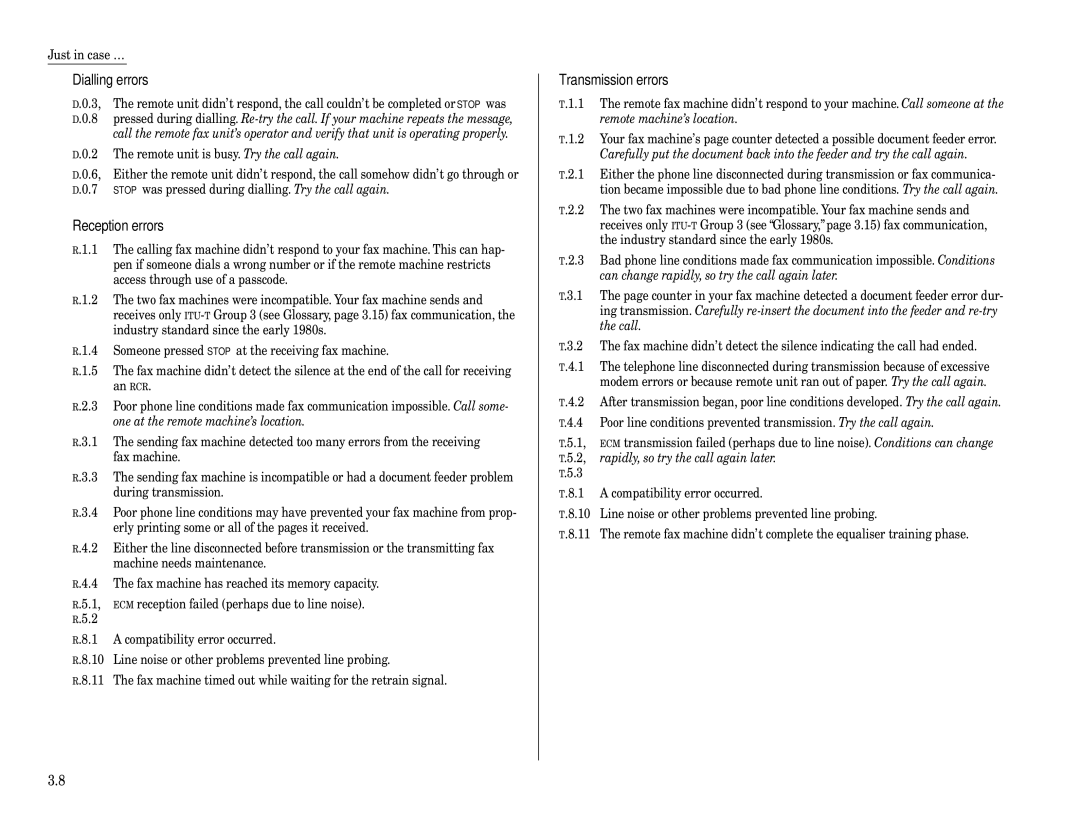 Muratec F-160 operating instructions Dialling errors 