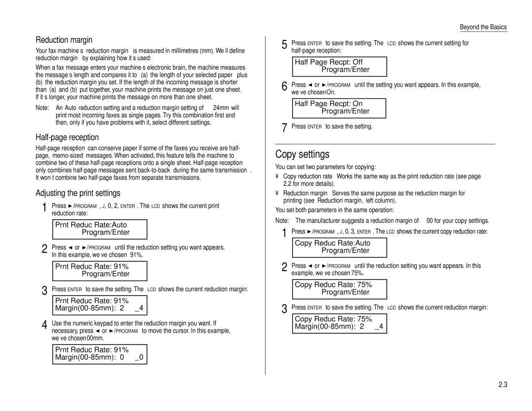 Muratec F-160 operating instructions Copy settings 