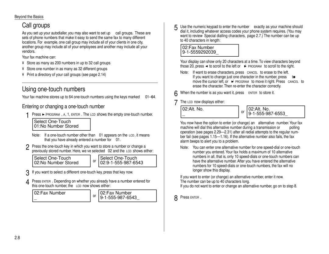 Muratec F-160 operating instructions Call groups, Using one-touch numbers 