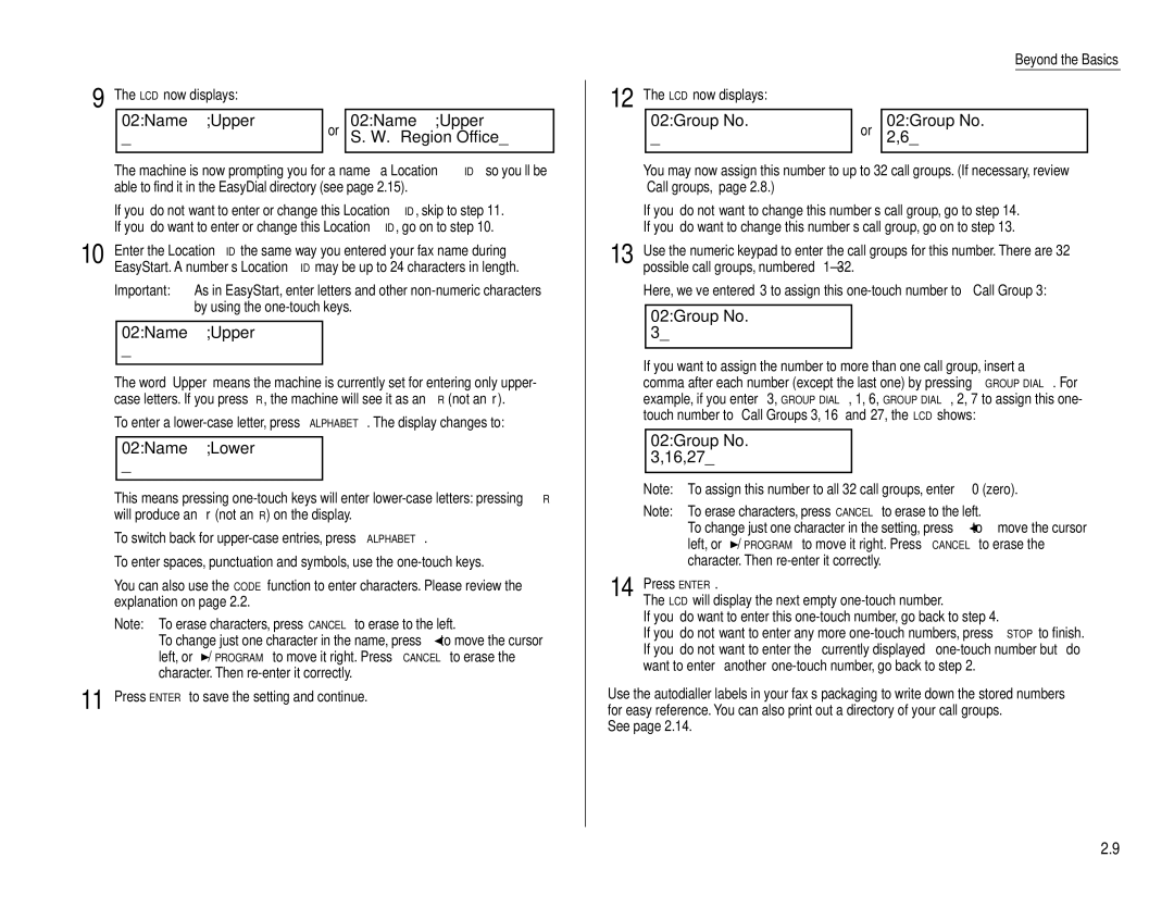 Muratec F-160 operating instructions 02Name Upper Region Office, 02Name Lower, 02Group No 16,27 