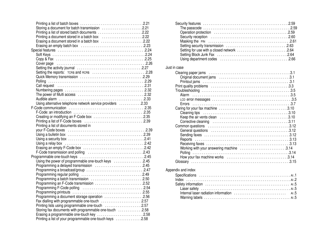 Muratec F-160 operating instructions Just in case … 