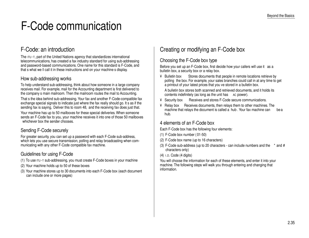 Muratec F-160 operating instructions Code communication, Code an introduction, Creating or modifying an F-Code box 