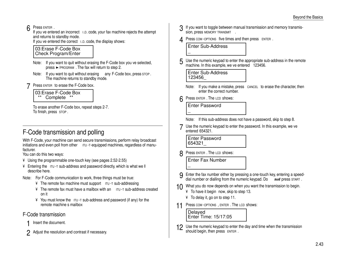 Muratec F-160 operating instructions Code transmission and polling 