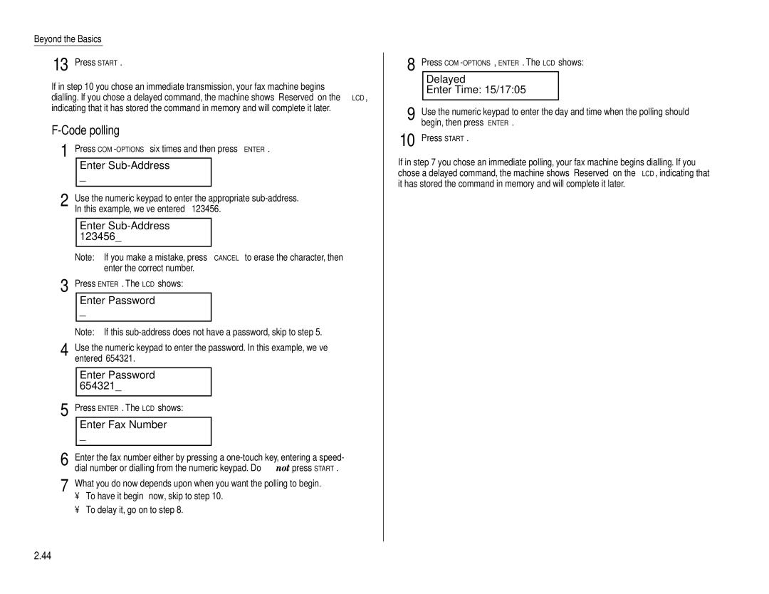 Muratec F-160 operating instructions Code polling 