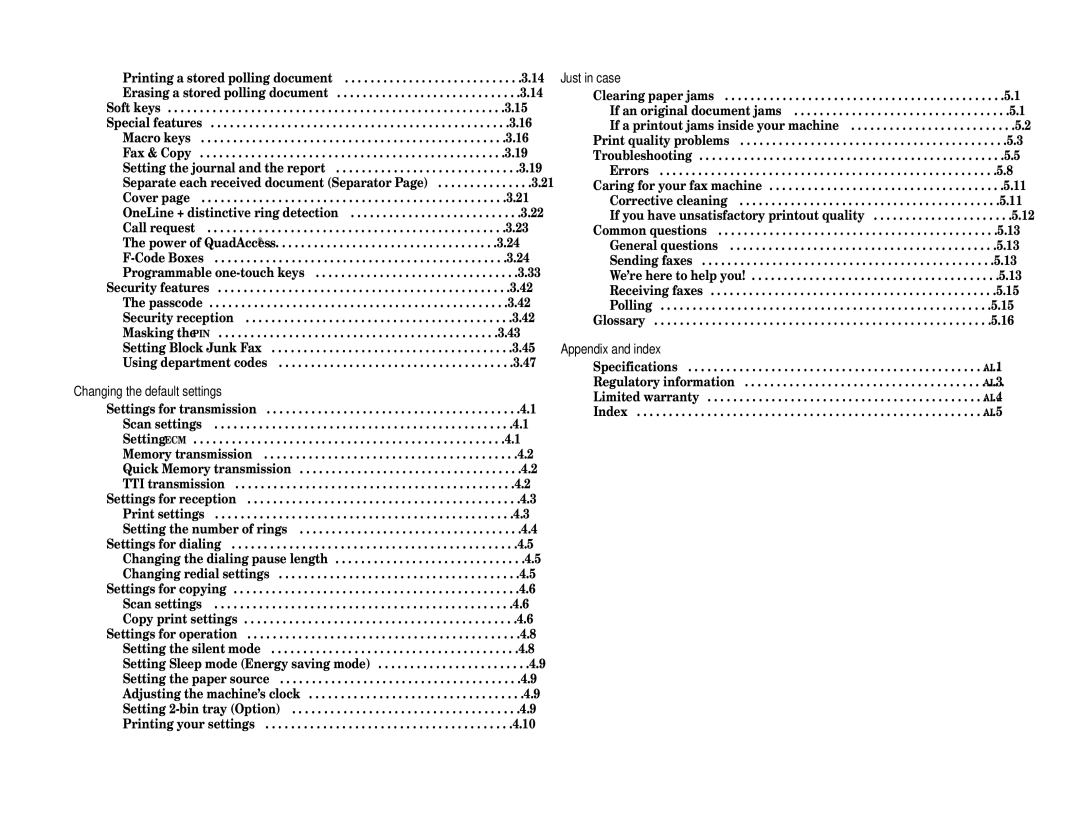 Muratec F-320 manual Changing the default settings, Just in case …, Appendix and index 