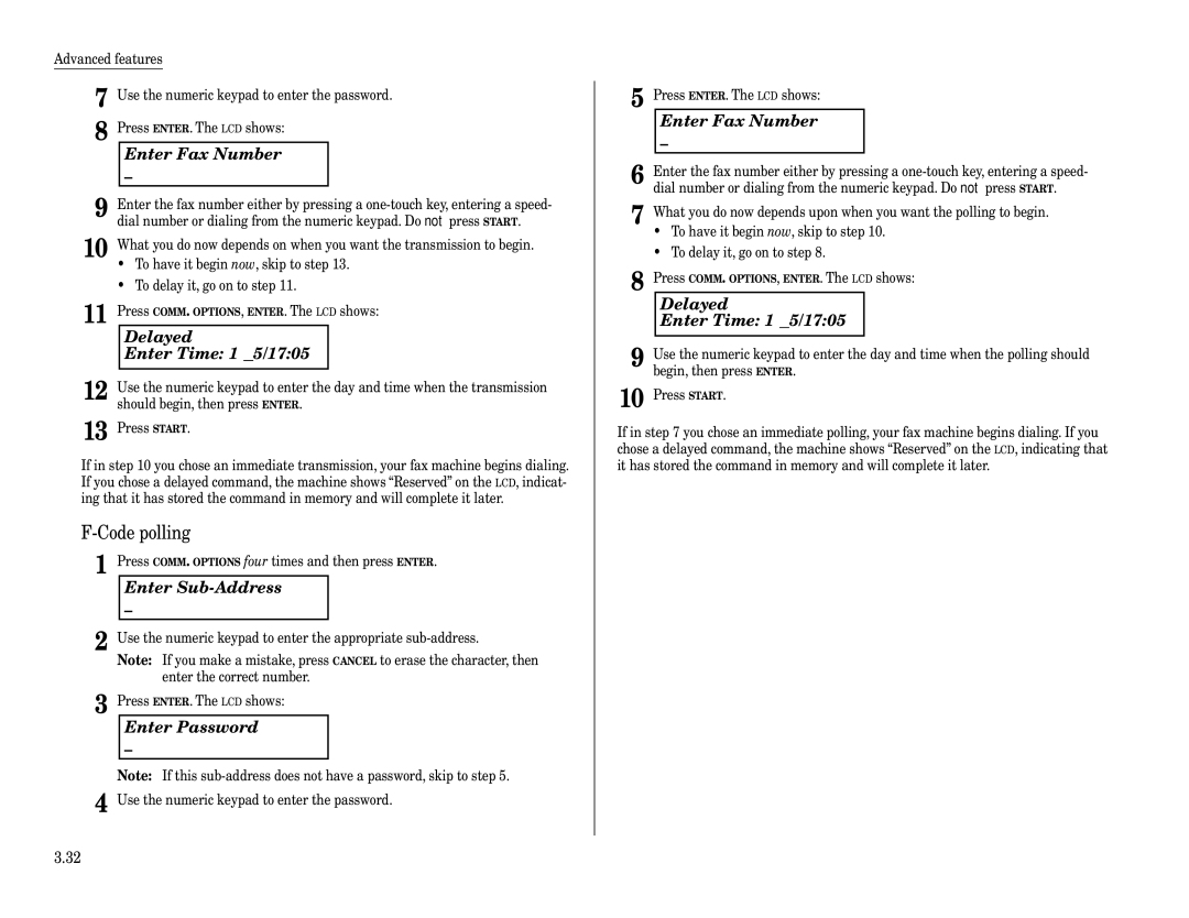 Muratec F-320 manual Enter Fax Number, Code polling 