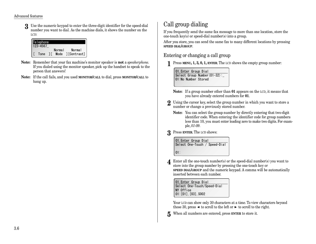 Muratec F-360 manual Call group dialing, Entering or changing a call group 