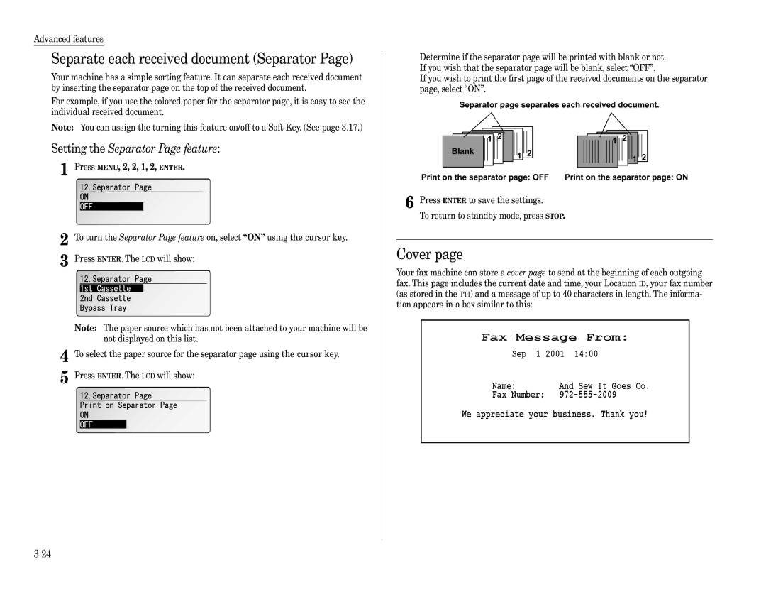 Muratec F-360 manual Fax Message From, Cover 