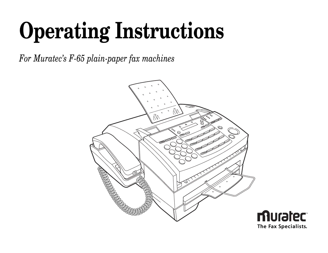 Muratec F-65 operating instructions Operating Instructions 