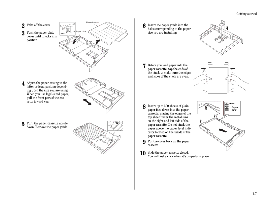 Muratec F-65 operating instructions Paper face down into the paper 