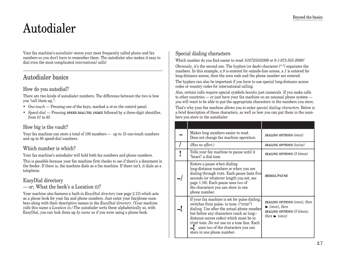 Muratec F-65 operating instructions Autodialer basics 