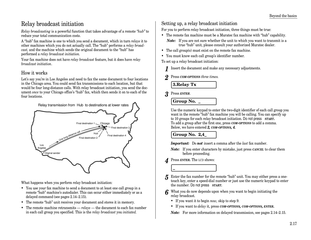 Muratec F-65 operating instructions Relay broadcast initiation, Relay Tx, Group No ,4 