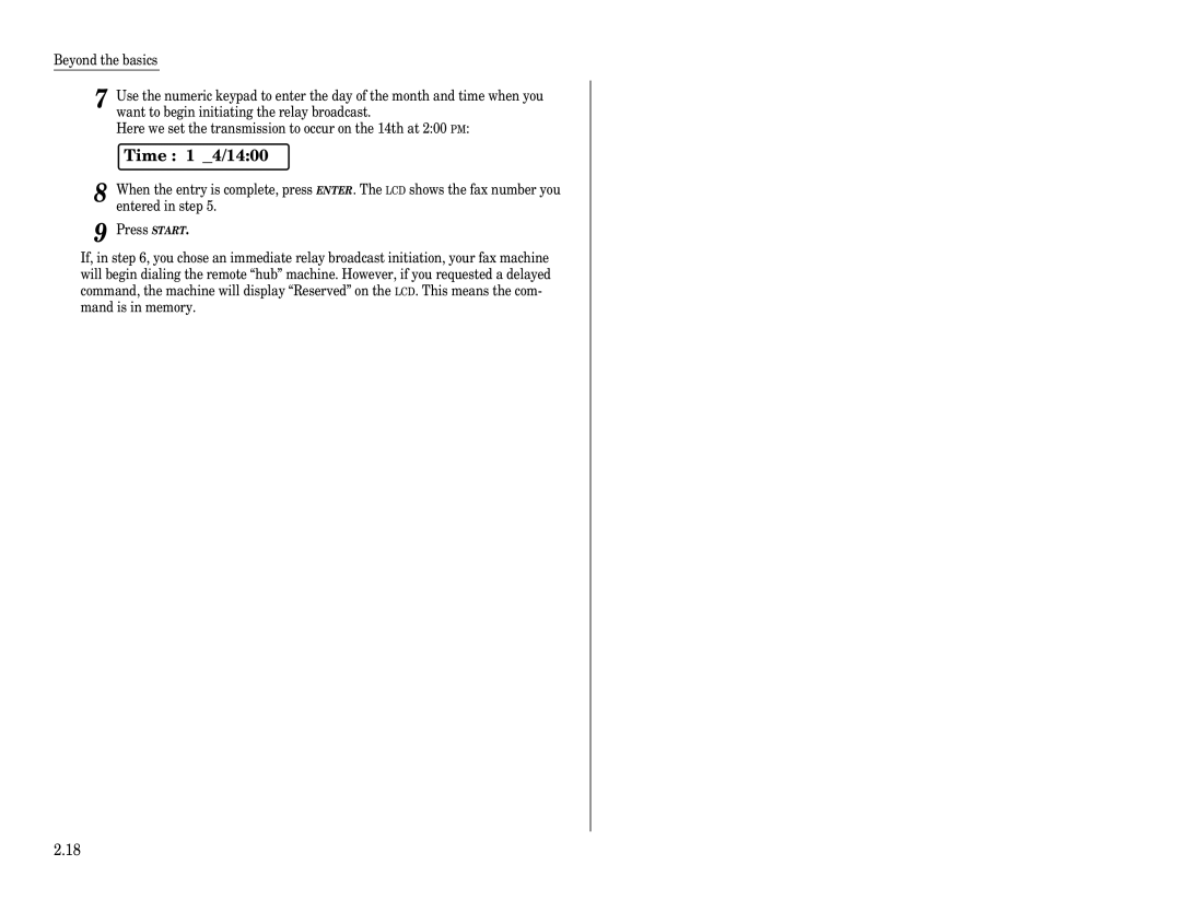 Muratec F-65 operating instructions Time 14/1400 