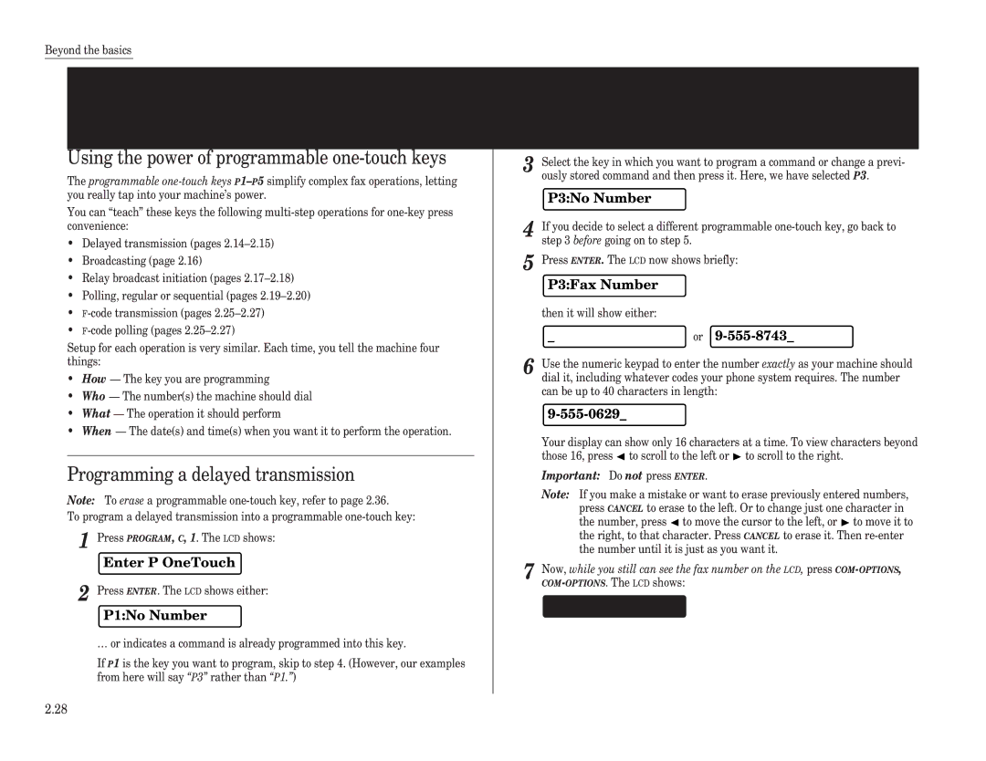 Muratec F-65 operating instructions Programmable one-touch keys, Using the power of programmable one-touch keys 