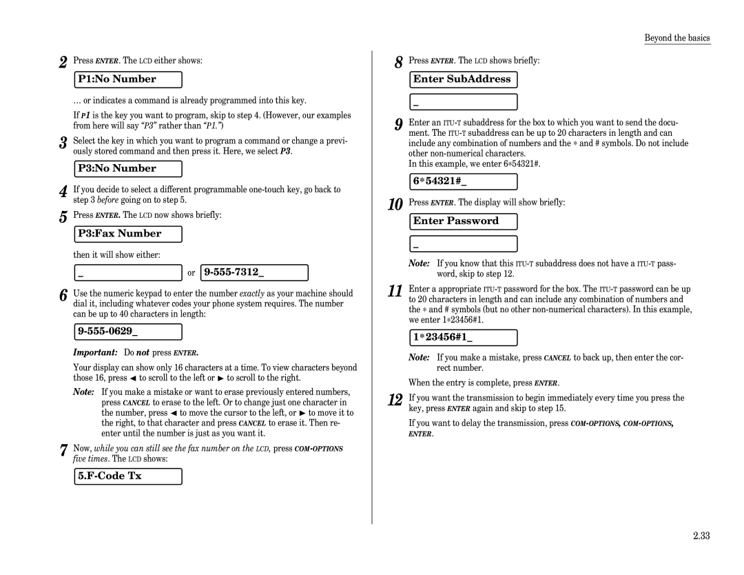 Muratec F-65 operating instructions P1No Number, 23456#1 