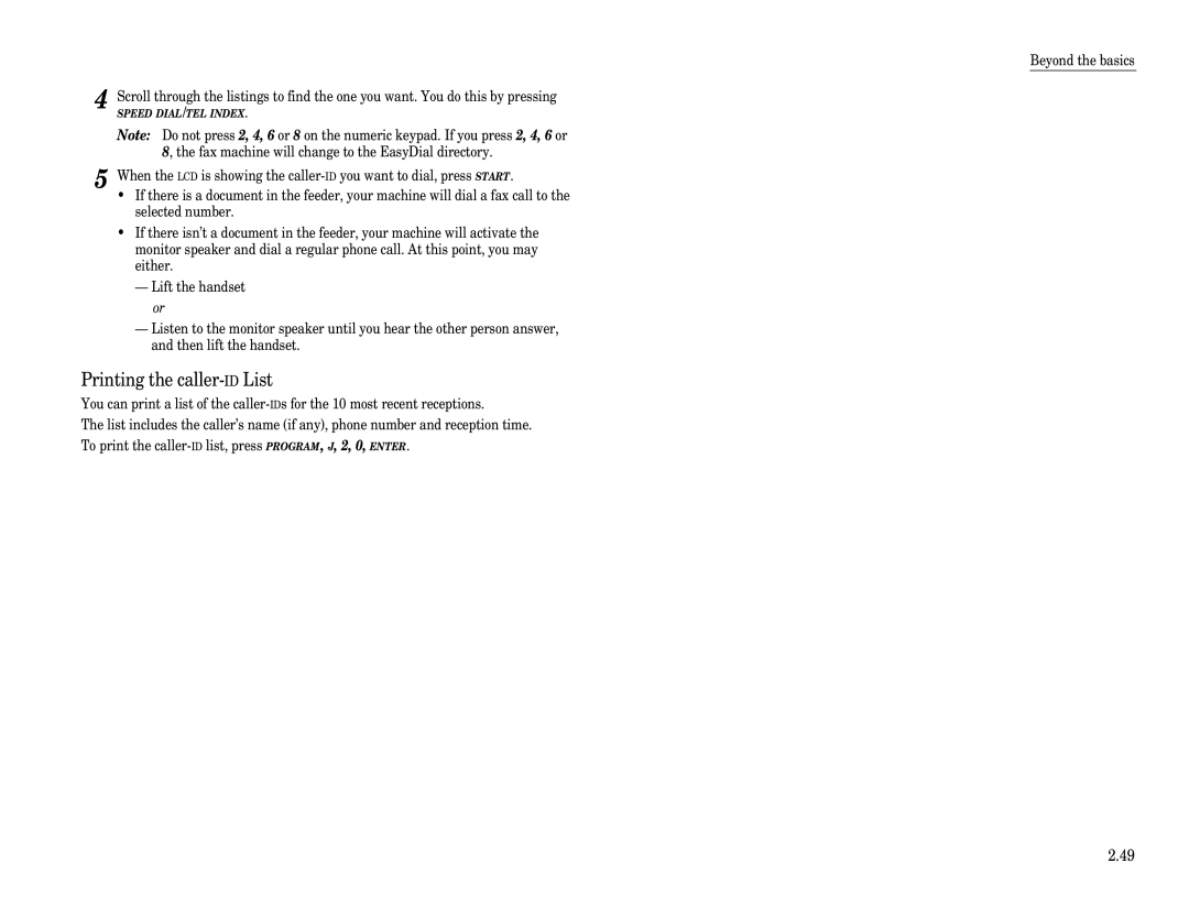 Muratec F-65 operating instructions Printing the caller-IDList 